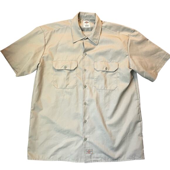 Dickies Men's LG Khaki Flex Relaxed Fit Short Sleeve Work Shirt - Picture 1 of 4